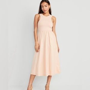 Fit & Flare High-Neck Midi Dress